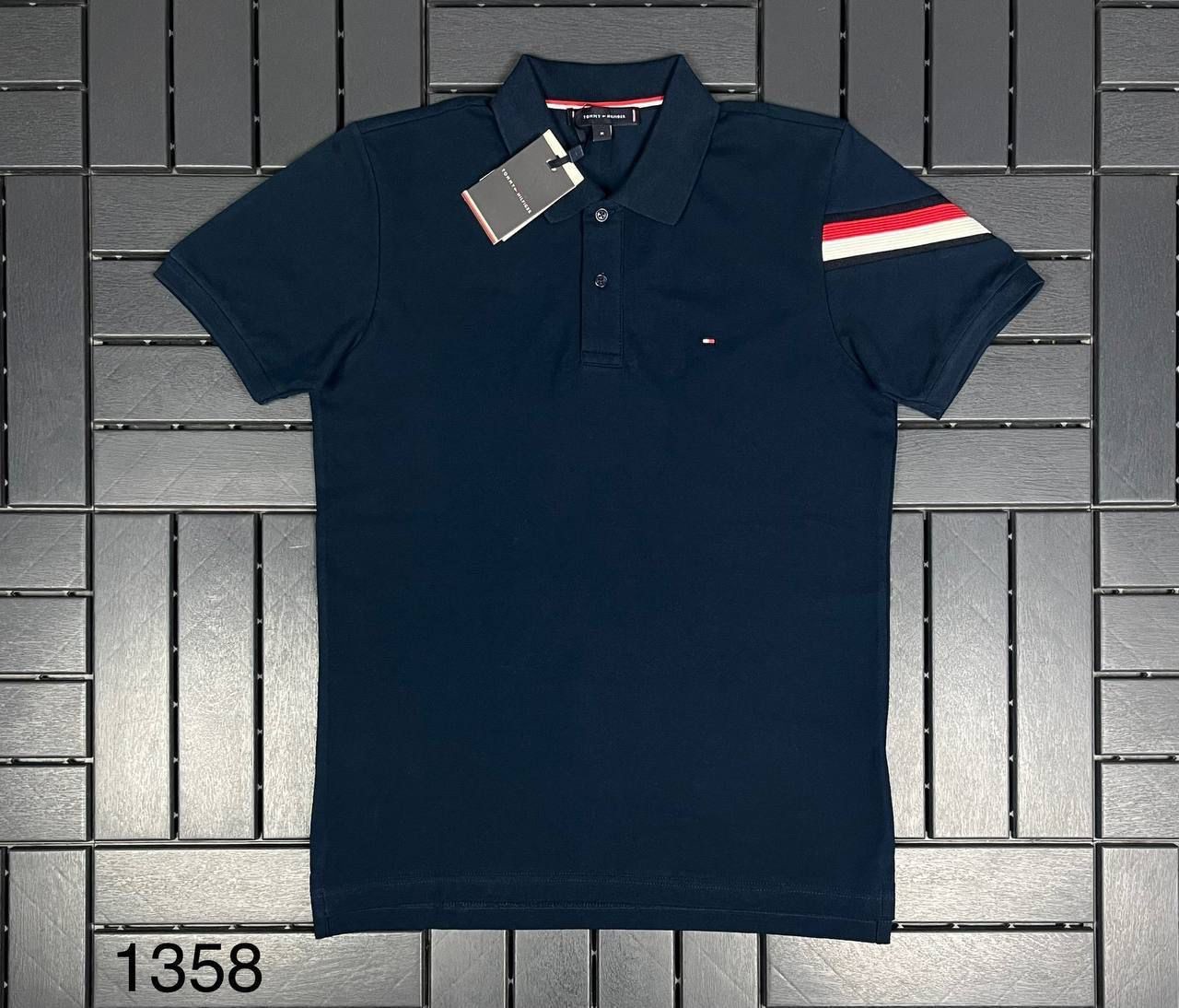 TOMMY HILFIGER Polo Yaka Logo Detaylı Lacivert Erkek T-Shirt 1358