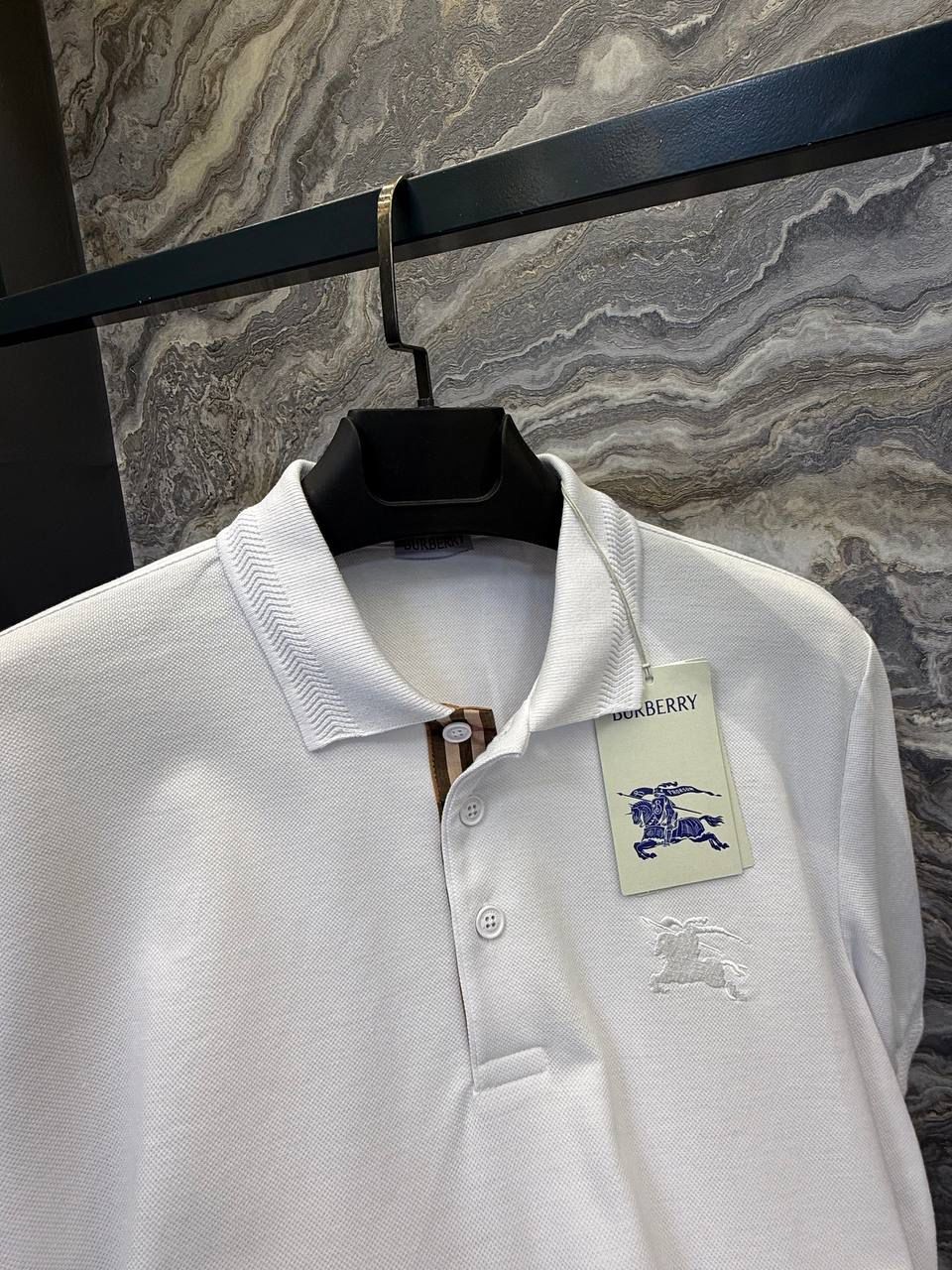 BURBERRY Polo Yaka Nakış Detaylı Beyaz Erkek T-Shirt 3321