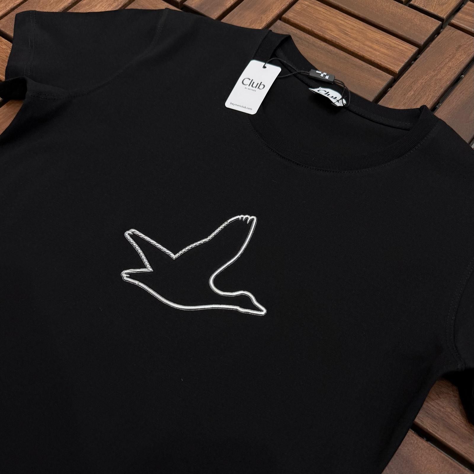 BEYMEN Kuş Detaylı Siyah Kadın T-Shirt BES148