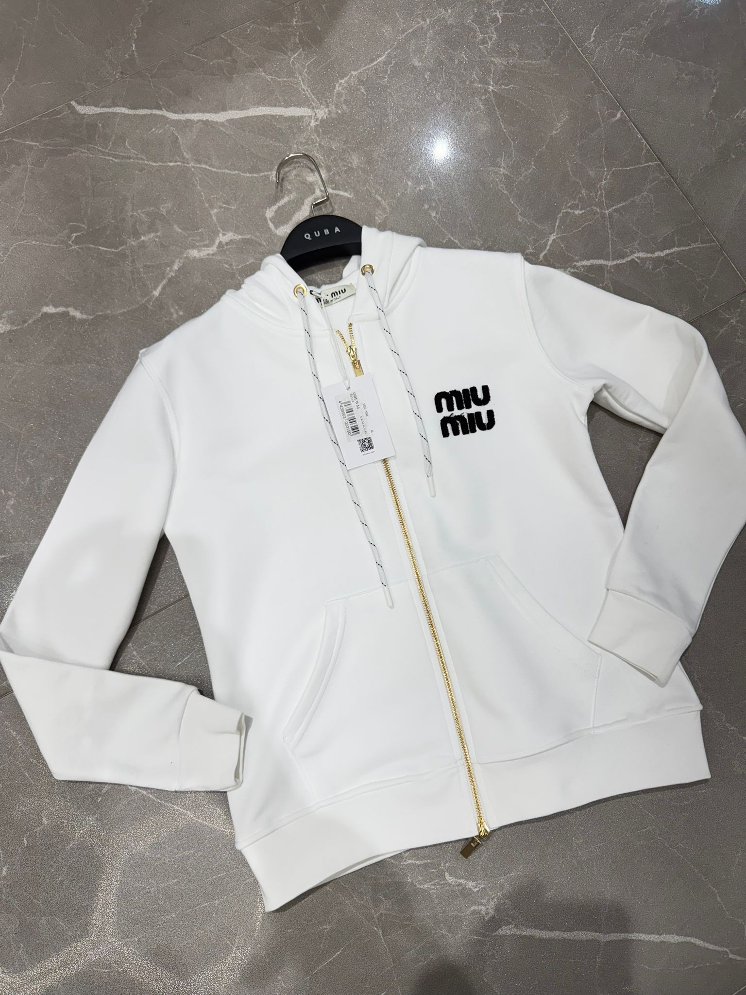 Miu Miu Kadın Fermuarlı Sweatshirt Beyaz