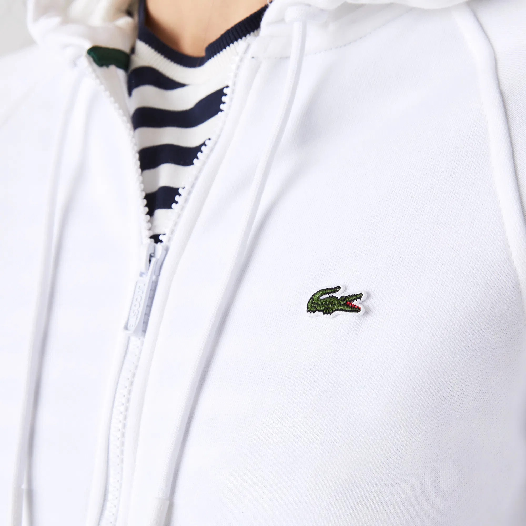 Lacoste Fermuar Kapüşonlu Beyaz Kadın Sweatshirt AH042