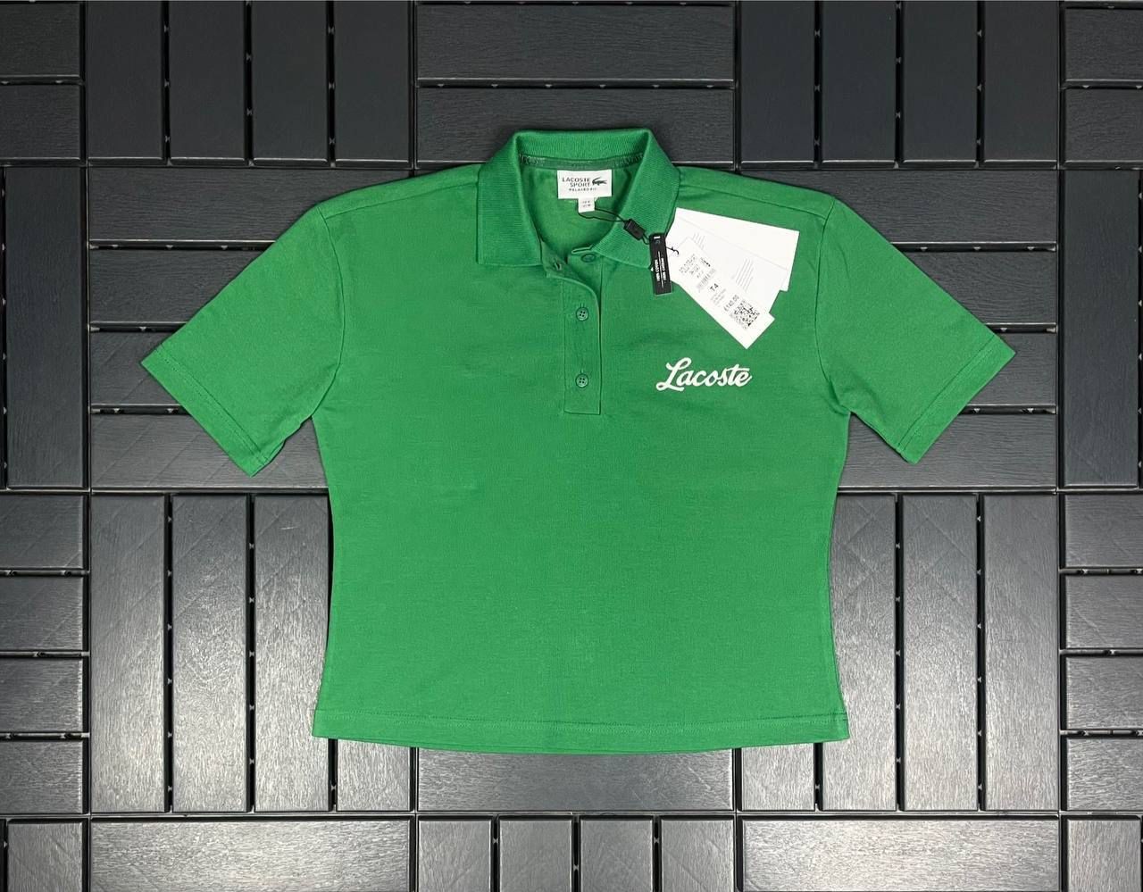 LACOSTE Nakış Detaylı Polo Yaka Yeşil Kadın T-Shirt 3042