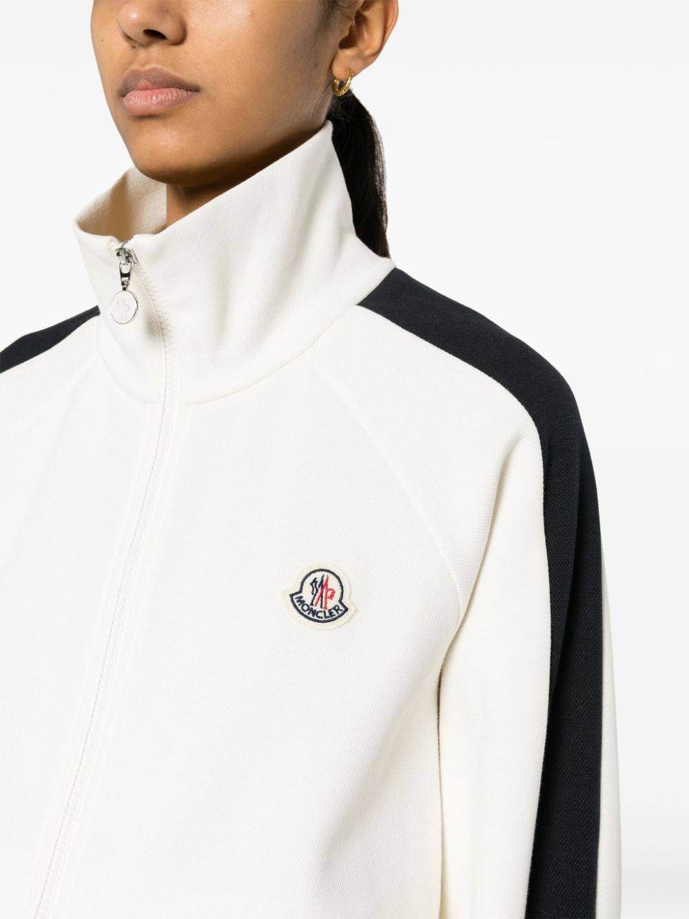 Moncler Kadın Fermuarlı Beyaz Sweatshirt 