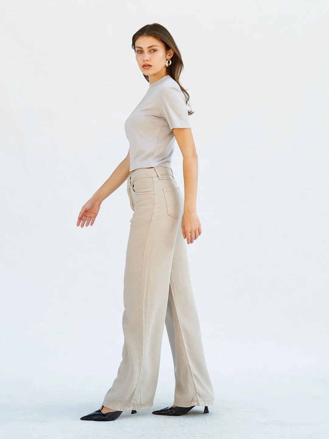 Berhani Crop Gri Kadın T-shirt 050643