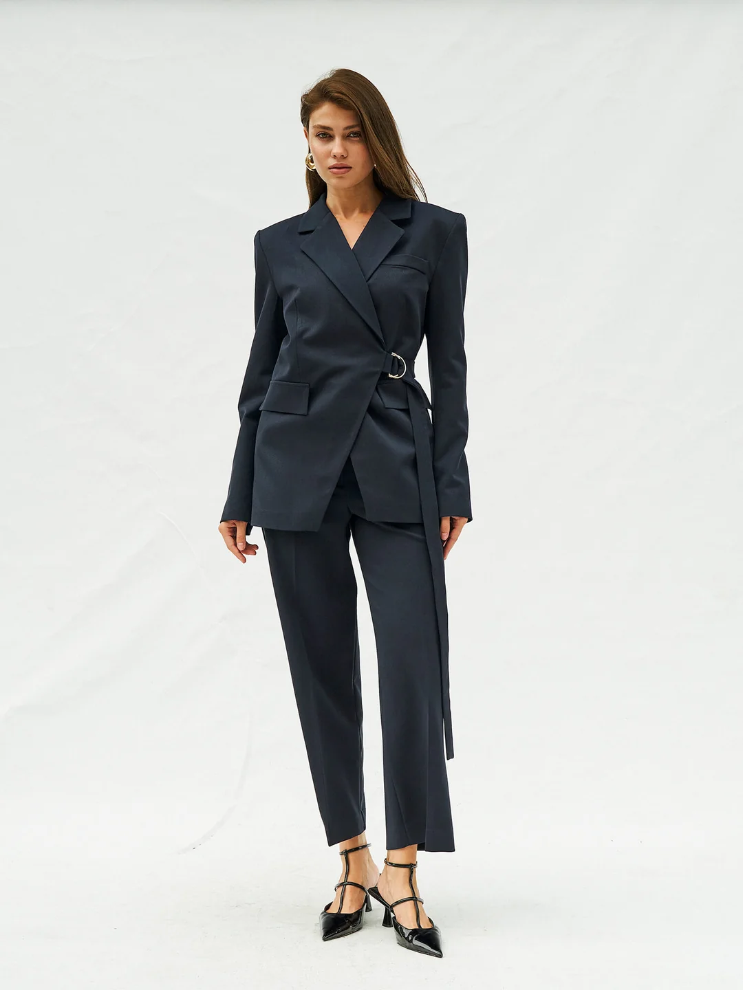 Berhani Kruvaze Kapamalı Kendinden Kemerli Ceket 130974 