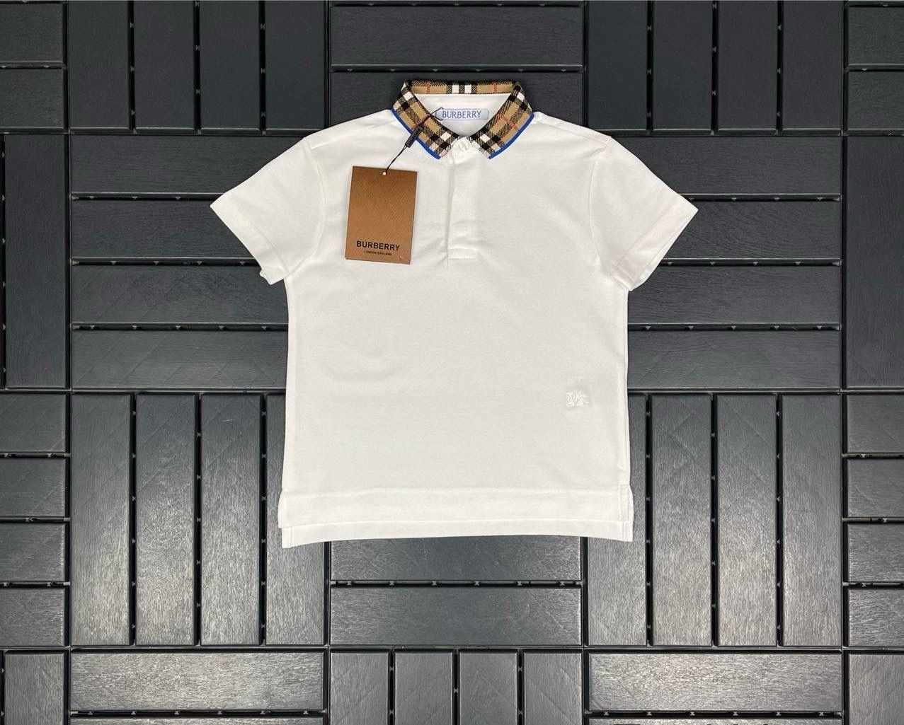 BURBERRY Polo Yaka Beyaz Çocuk T-Shirt 80004