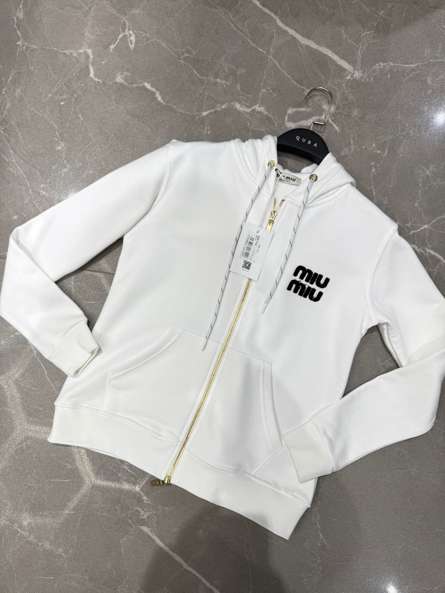 Miu Miu Kadın Fermuarlı Sweatshirt Beyaz