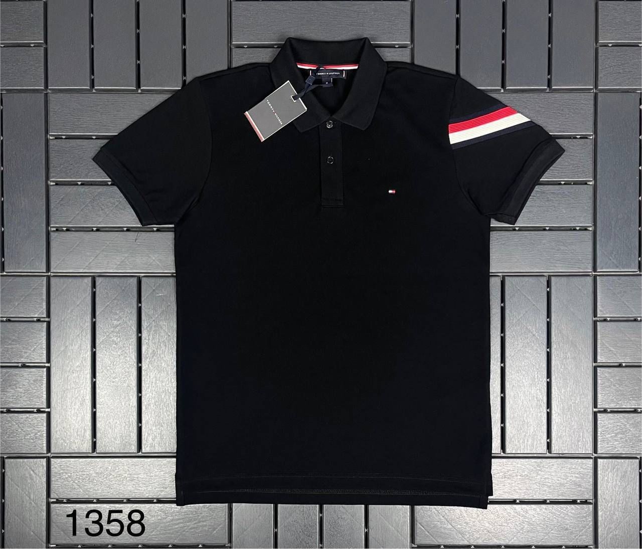 TOMMY HILFIGER Polo Yaka Logo Detaylı Siyah Erkek T-Shirt 1358