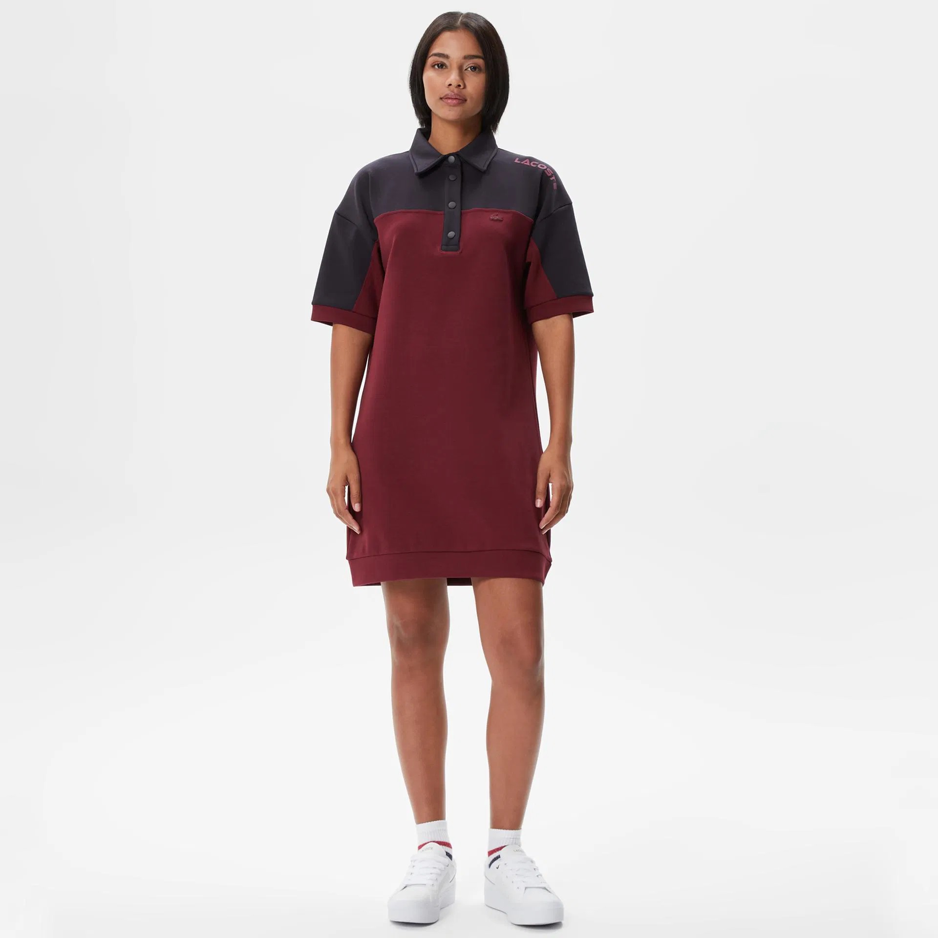 Lacoste Bordo Lacivert Mini Elbise Kadın