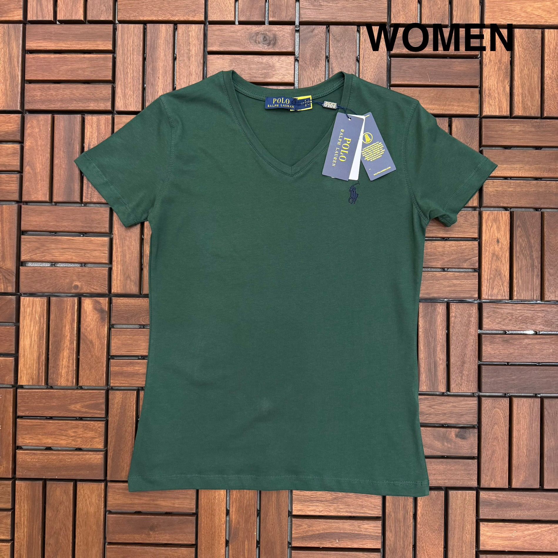 POLO Nakış Detaylı Yeşil Kadın T-Shirt BES167