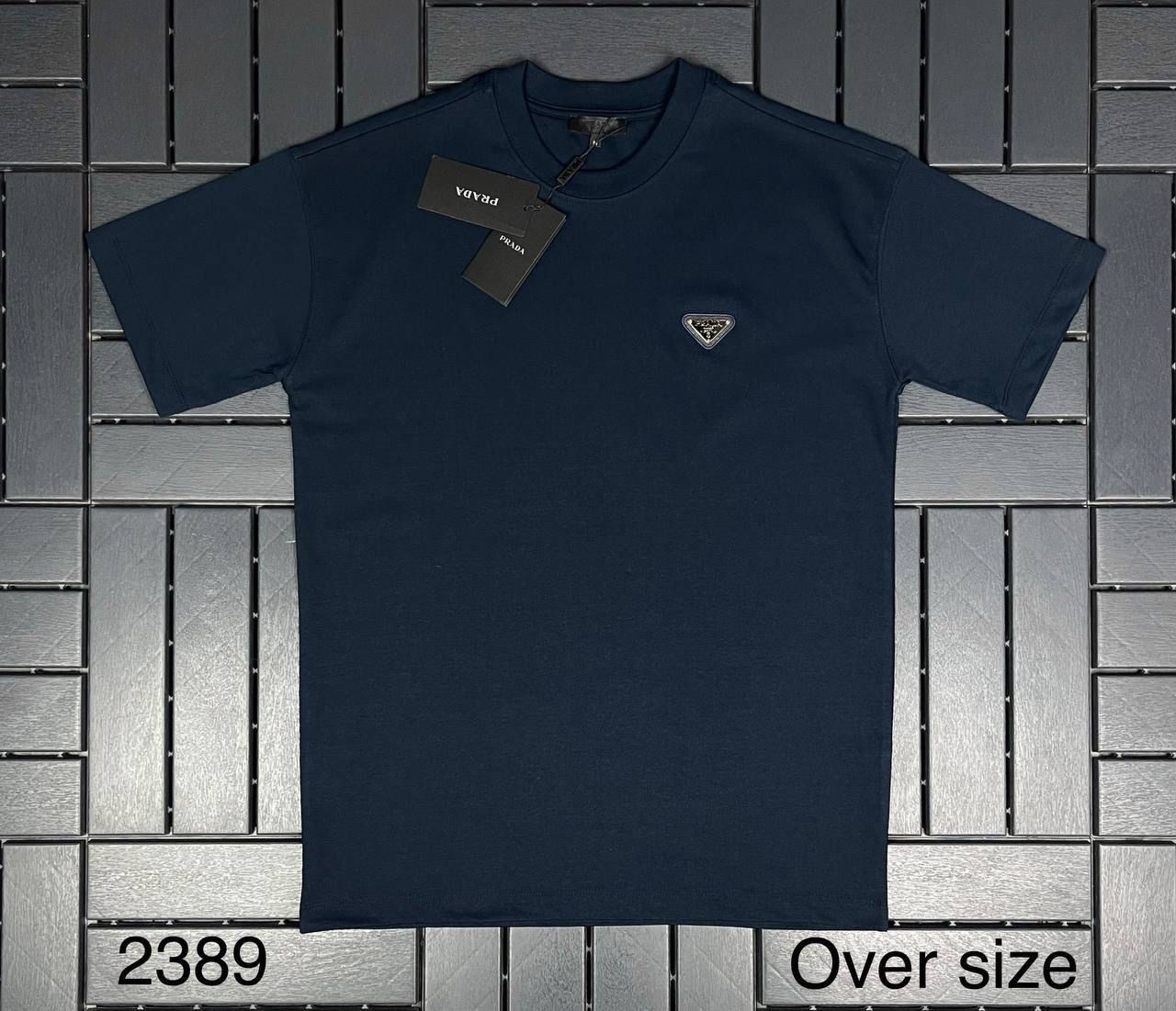 PRADA Metal Logo Detaylı Lacivert Erkek T-Shirt 2389