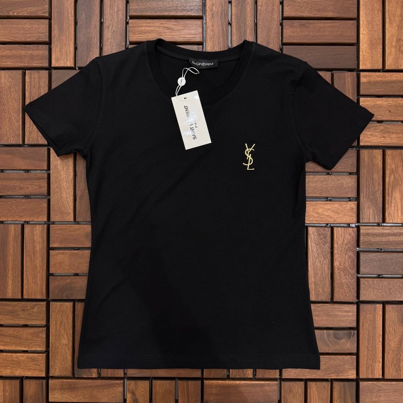 YSL Düz Siyah Kadın T-shirt