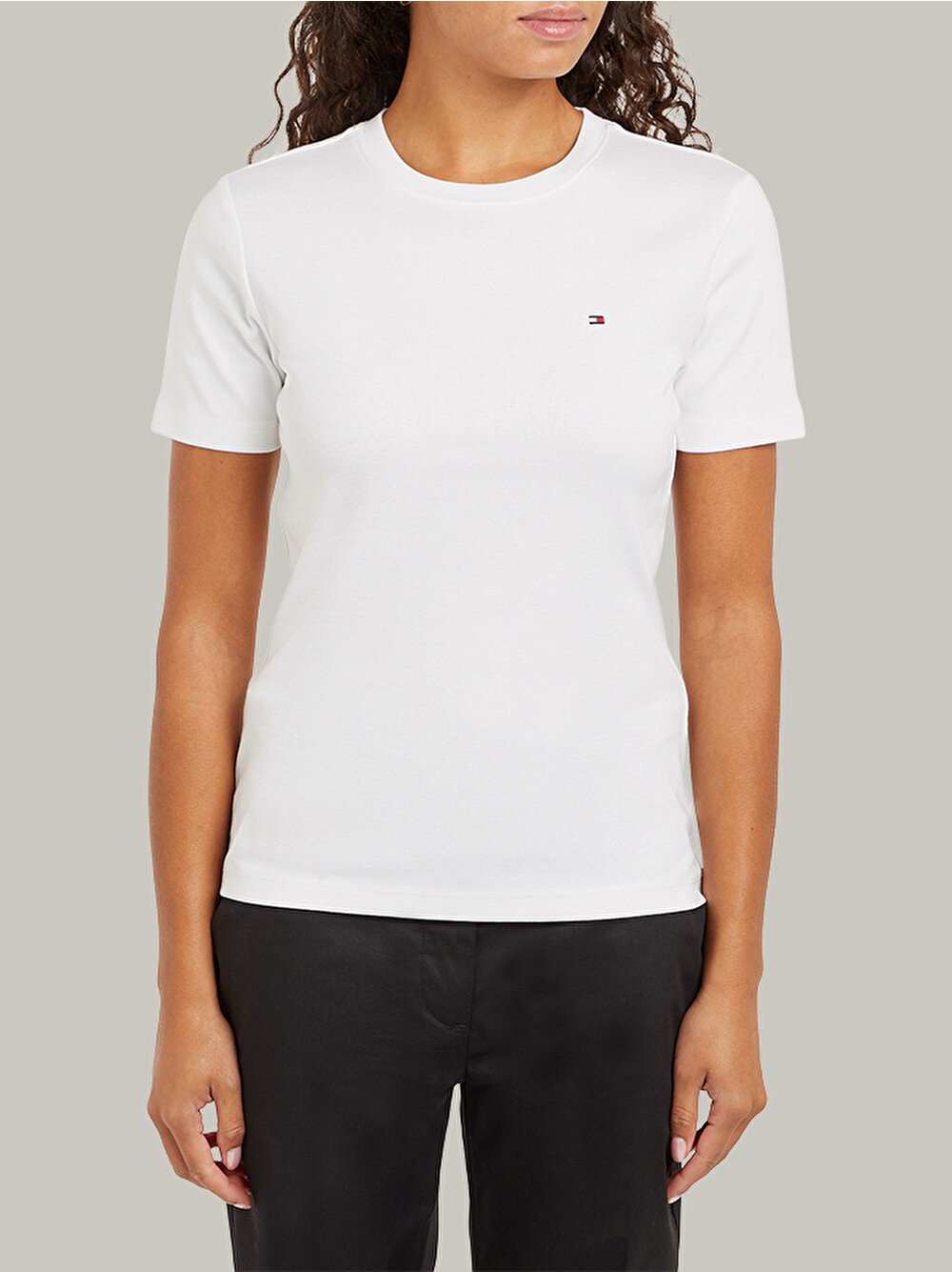Tommy Düz Beyaz Kadın T-shirt