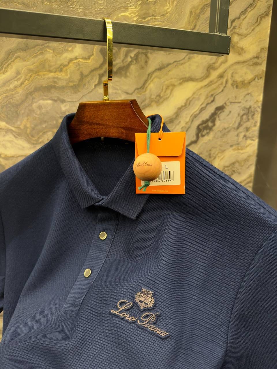 LORA PIANA Polo Yaka Lacivert Erkek T-Shirt 3346