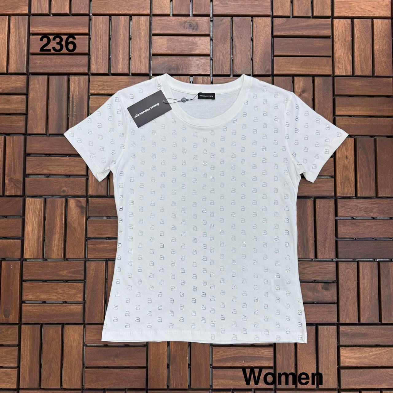 Alexander Wang Taşlı Beyaz Kadın T-Shirt BBES236