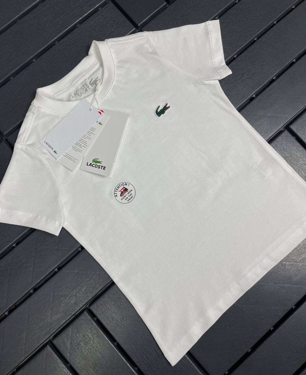 LACOSTE Logo ve Baskı Detaylı Beyaz Çocuk T-Shirt 81010