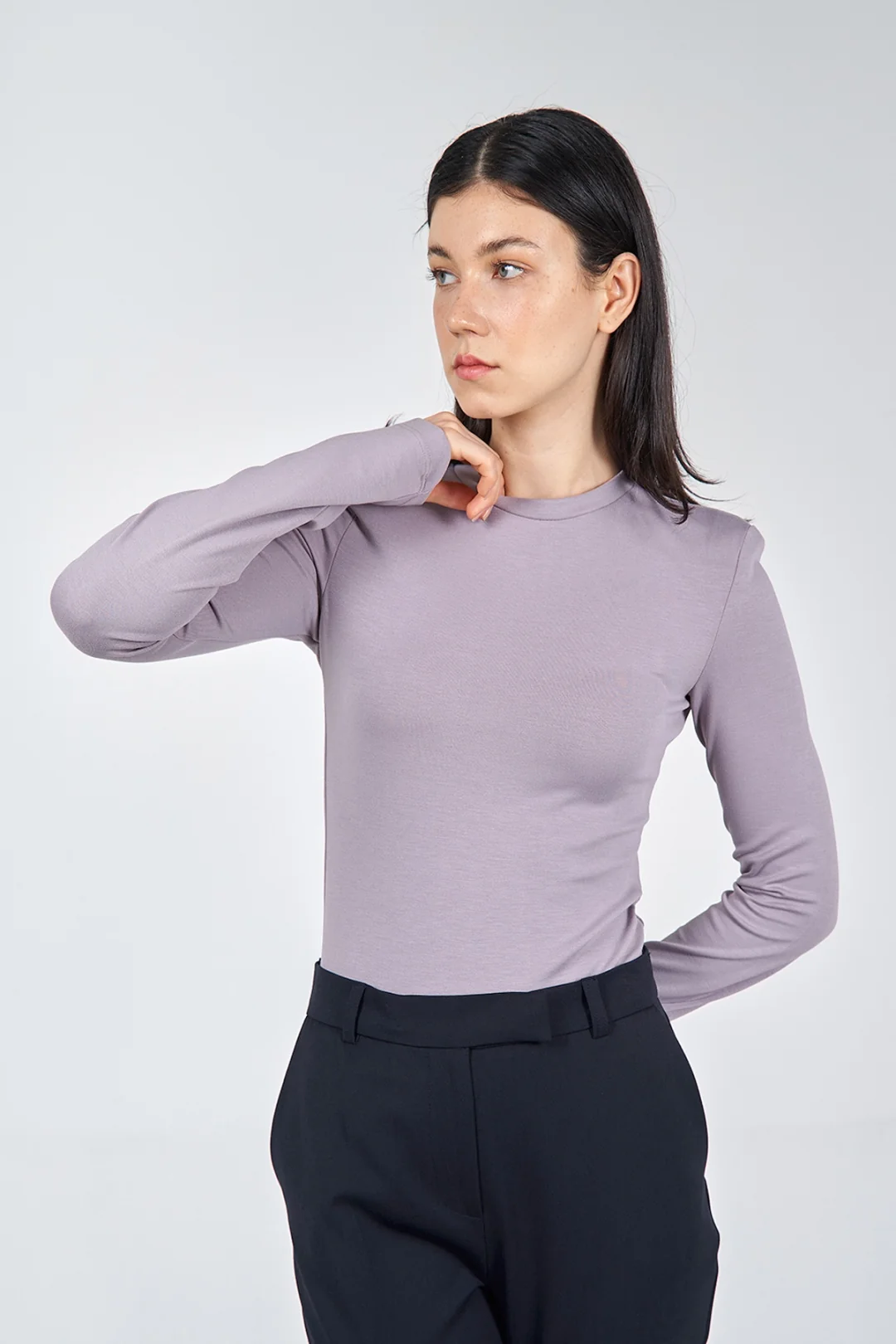 Berhani Bisiklet Yaka Vatkalı Lila Kadın Çıtçıtlı Body 071498