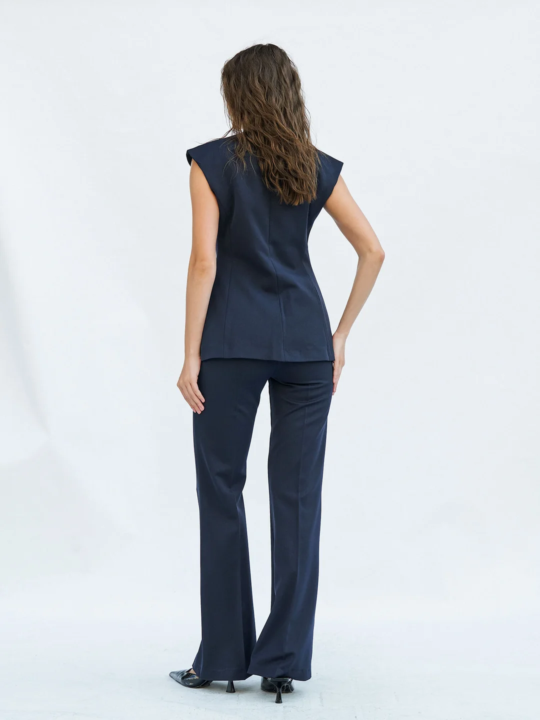 Berhani Nervürlü Lacivert Kadın Pantolon 031584