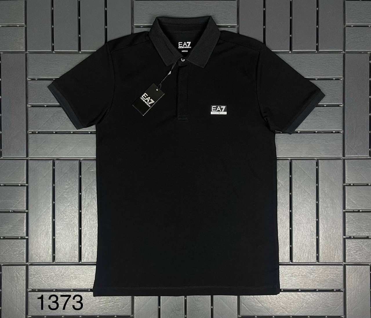 ARMANI Polo Yaka Baskı Detaylı Siyah Erkek T-Shirt 1373