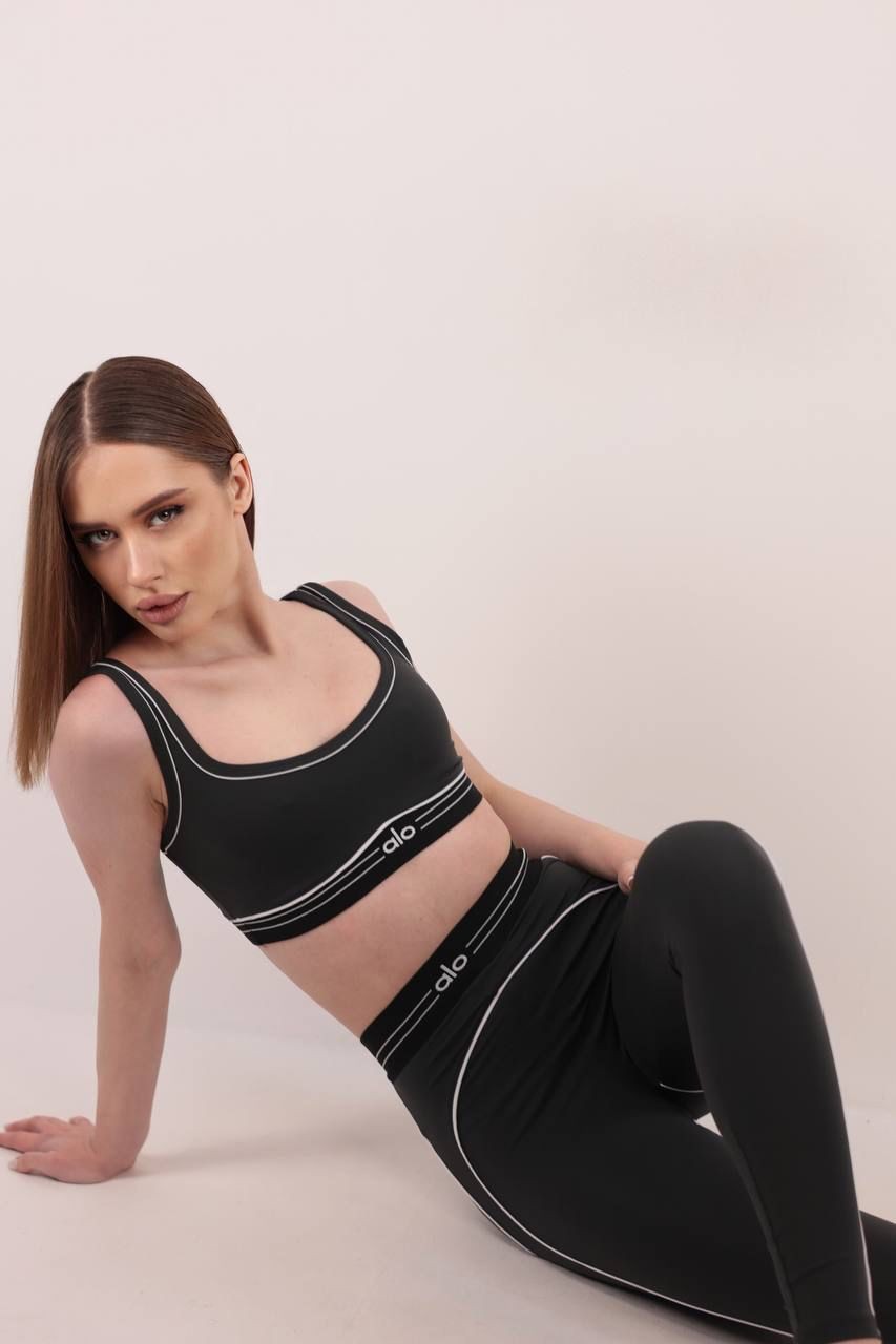 ALO YOGA Siyah Tayt ve Bralet Takım 53070