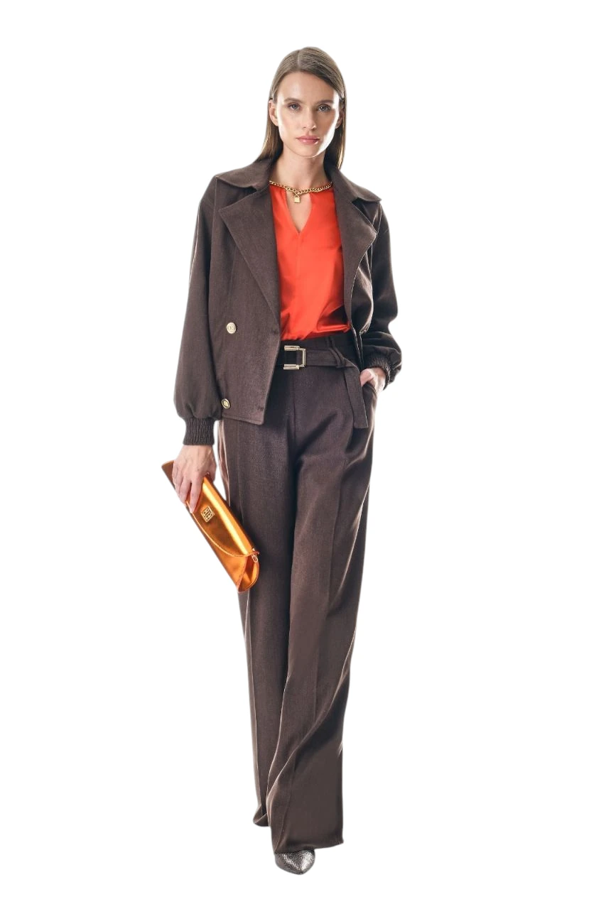 Berhani Ceketli Kahve Kadın Takım 62498