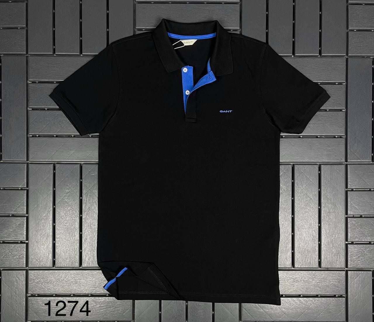 GANT Polo Yaka Düz Siyah Erkek T-Shirt 1274