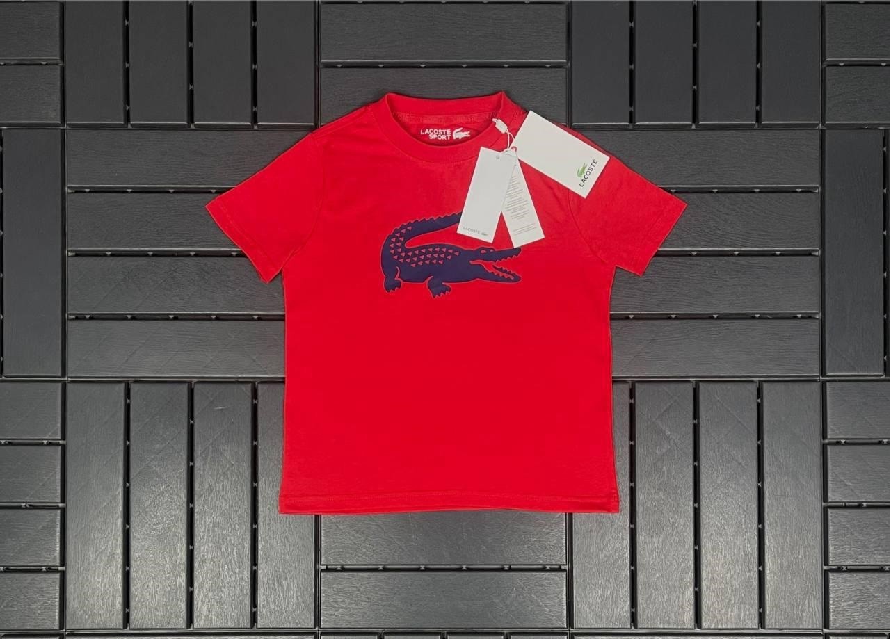 LACOSTE Siyah Timsah Baskılı Kırmızı Çocuk T-Shirt 81000