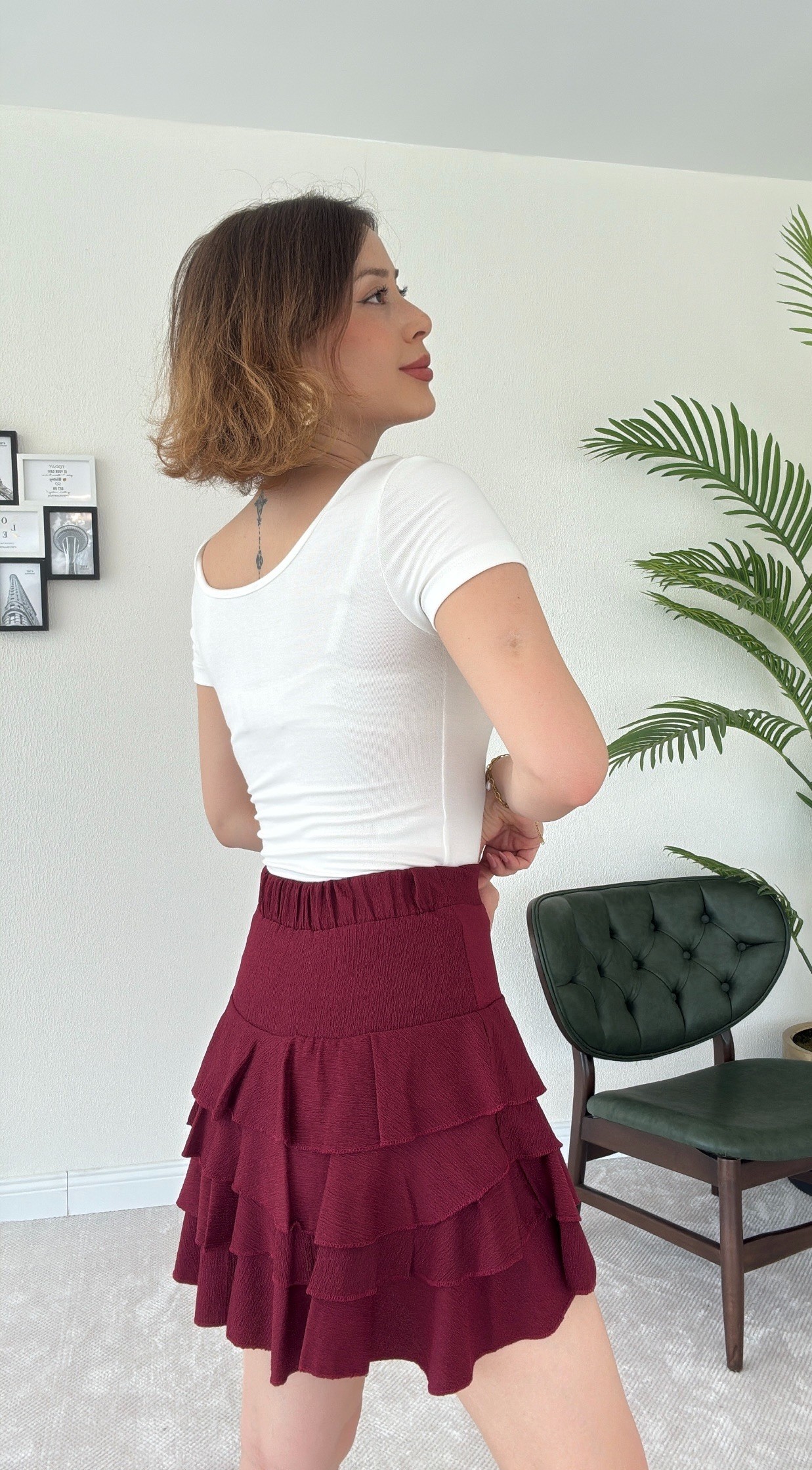 Katlı Etek - BORDO