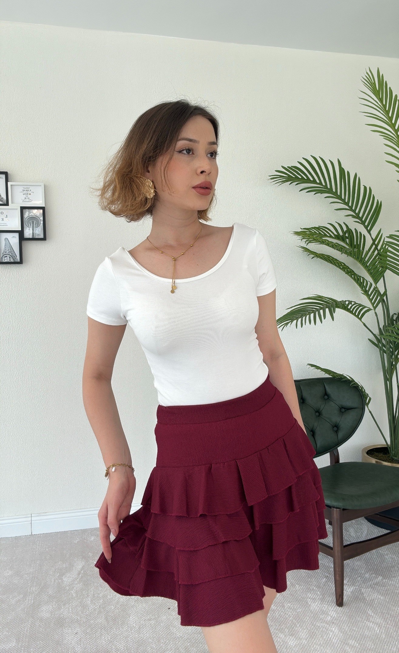 Katlı Etek - BORDO