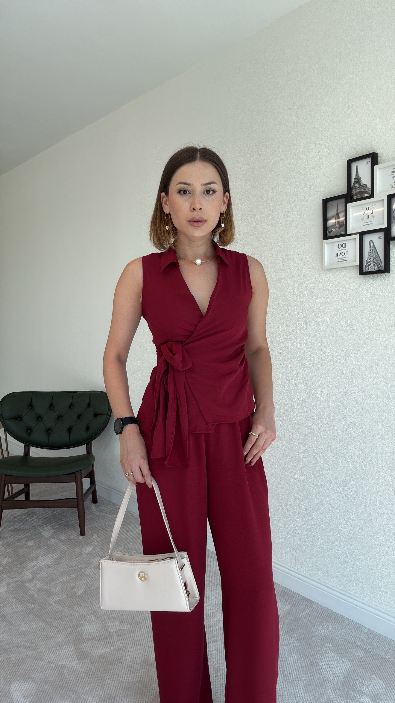 Kolsuz Bağlamalı Takım - BORDO