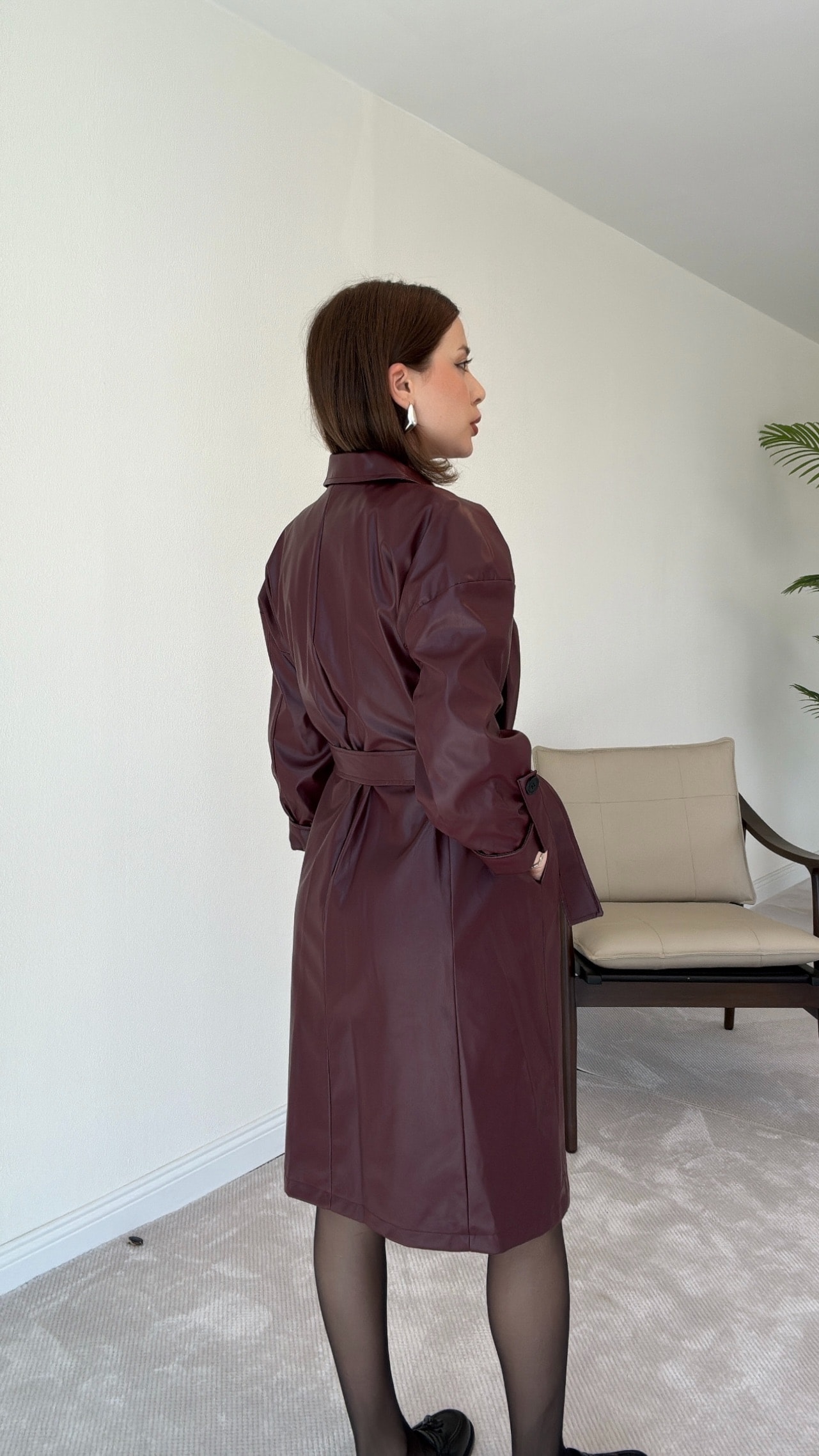 Apoletli Deri Kaban - BORDO
