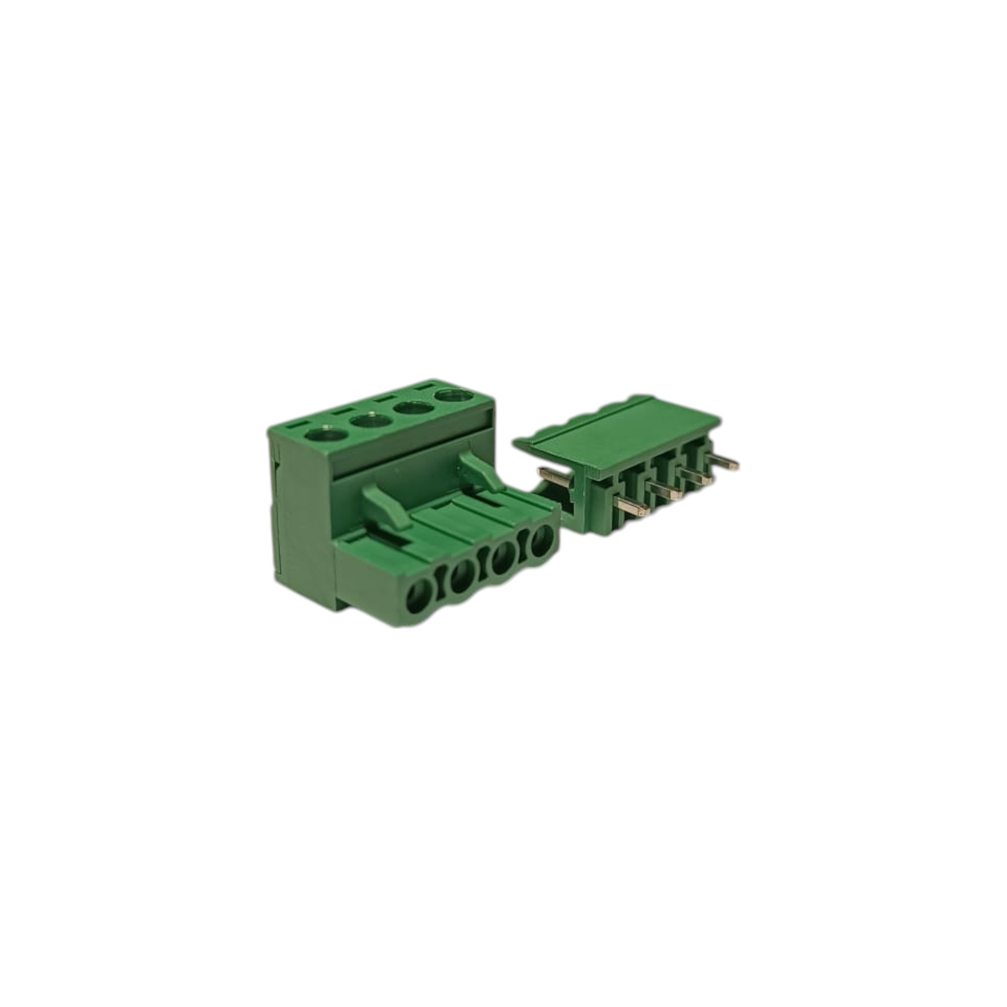 4 Pin 7.62mm 180° Yeşil Klemens Takımı (erkek+dişi)