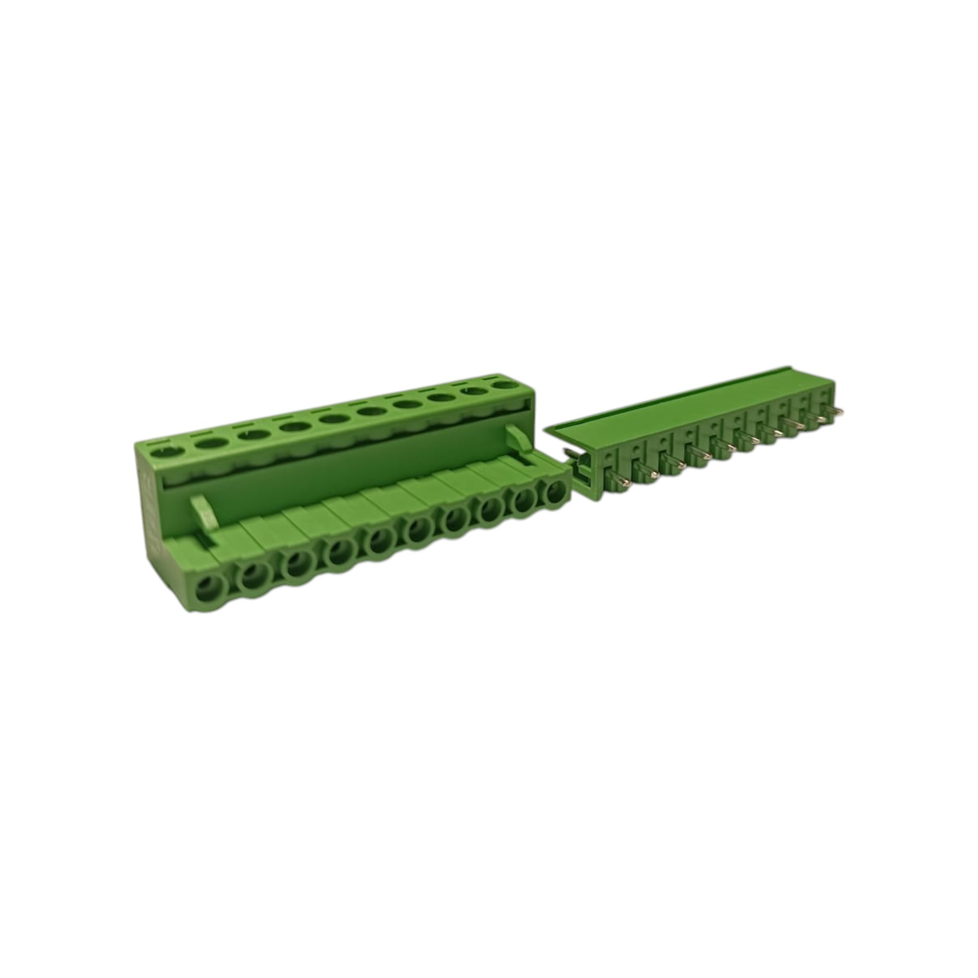 10 Pin 7.62mm 180° Yeşil Klemens Takımı (erkek+dişi)