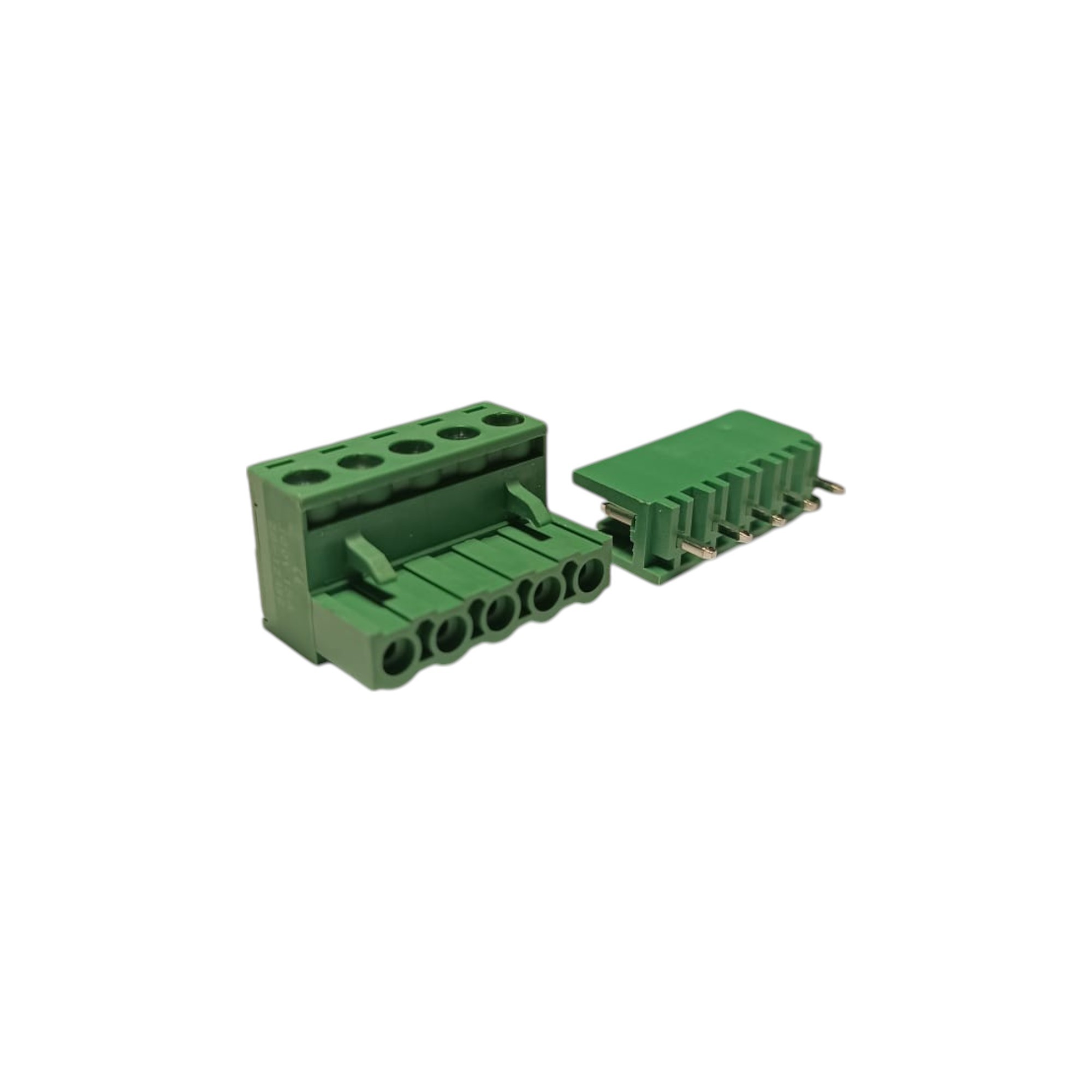 5 Pin 7.62mm 180° Yeşil Klemens Takımı (erkek+dişi)