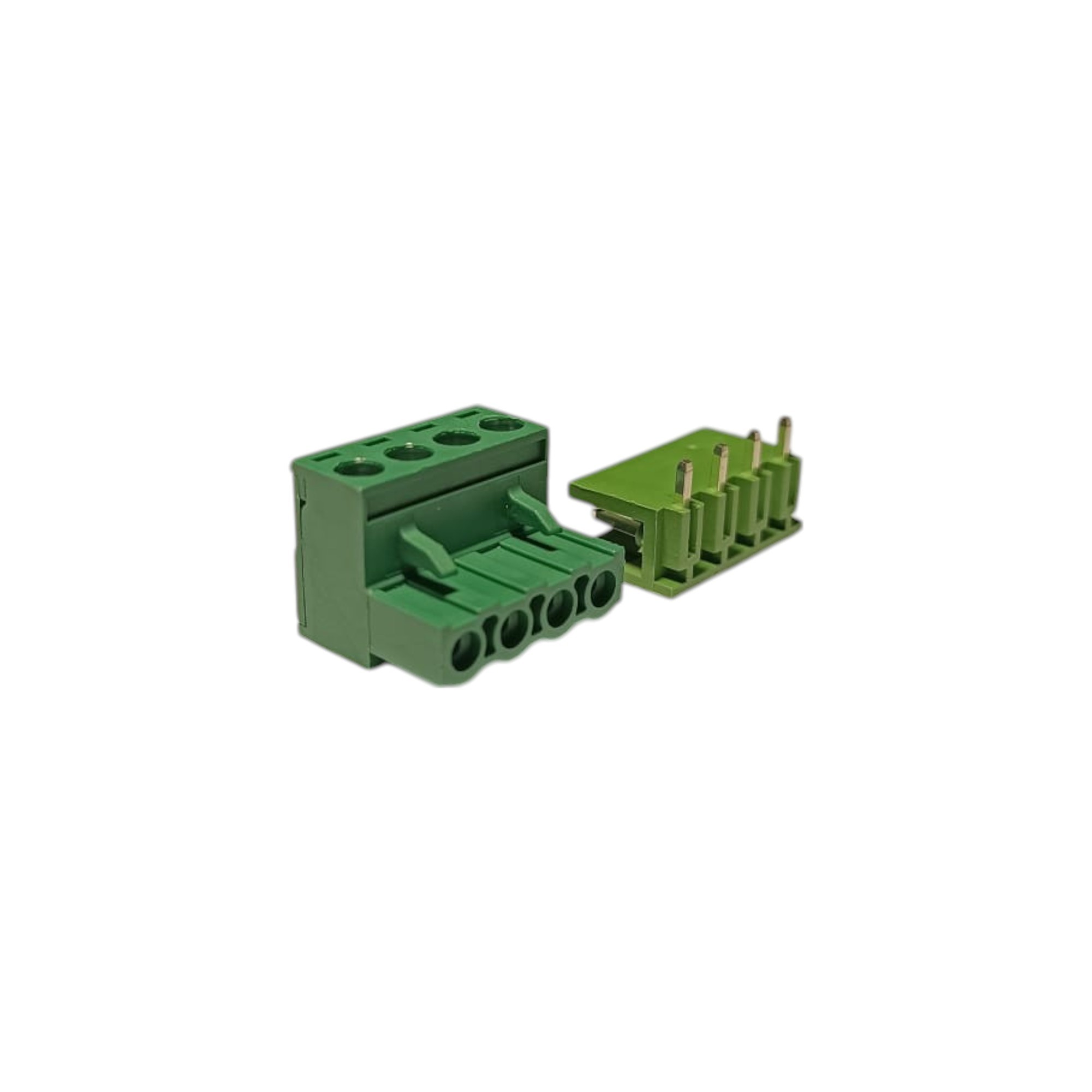 4 Pin 7.62mm 90° Yeşil Klemens Takımı (erkek+dişi)