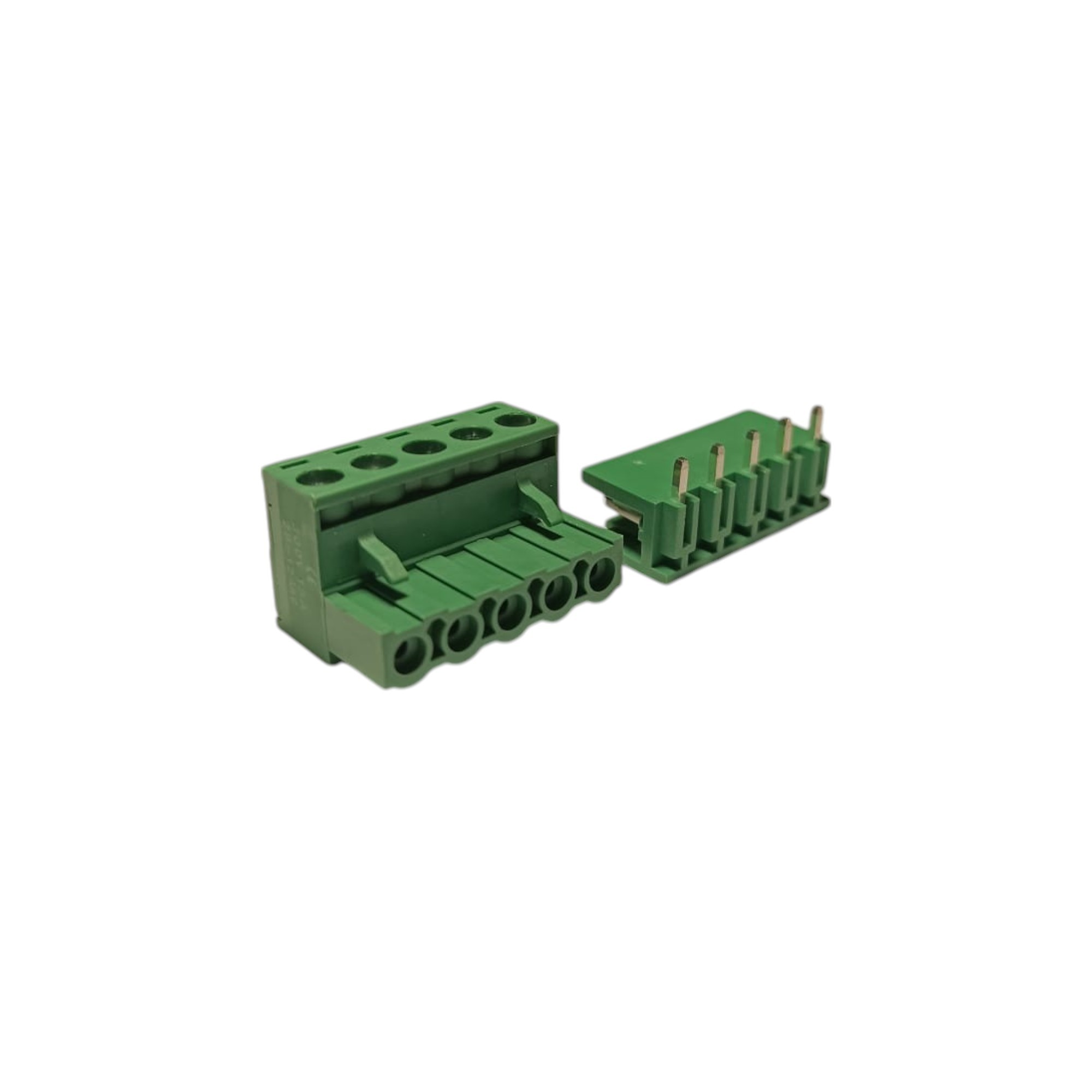 5 Pin 7.62mm 90° Yeşil Klemens Takımı (erkek+dişi)
