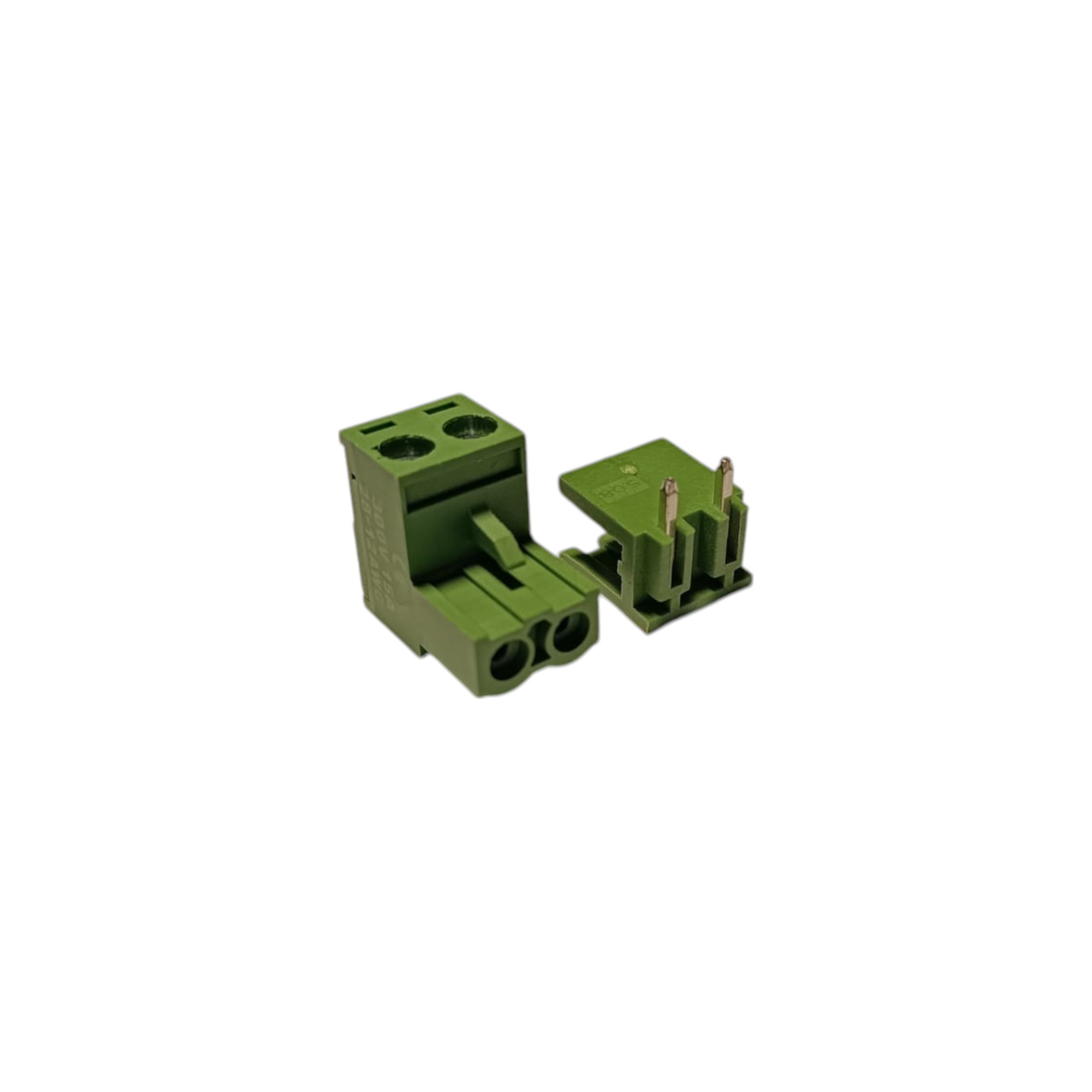 2 Pin 7.62mm 90° Yeşil Klemens Takımı (erkek+dişi)