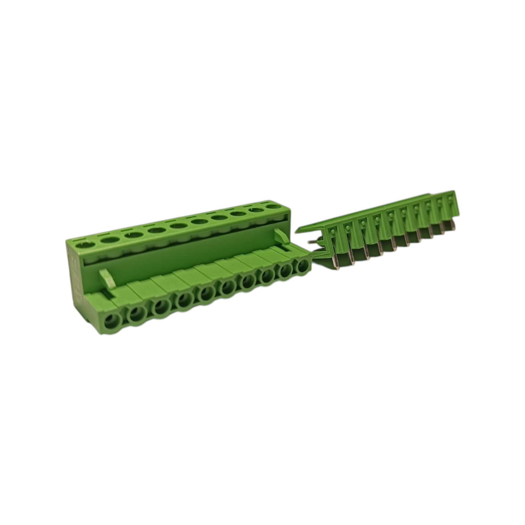 10 Pin 7.62mm 90° Yeşil Klemens Takımı (erkek+dişi)