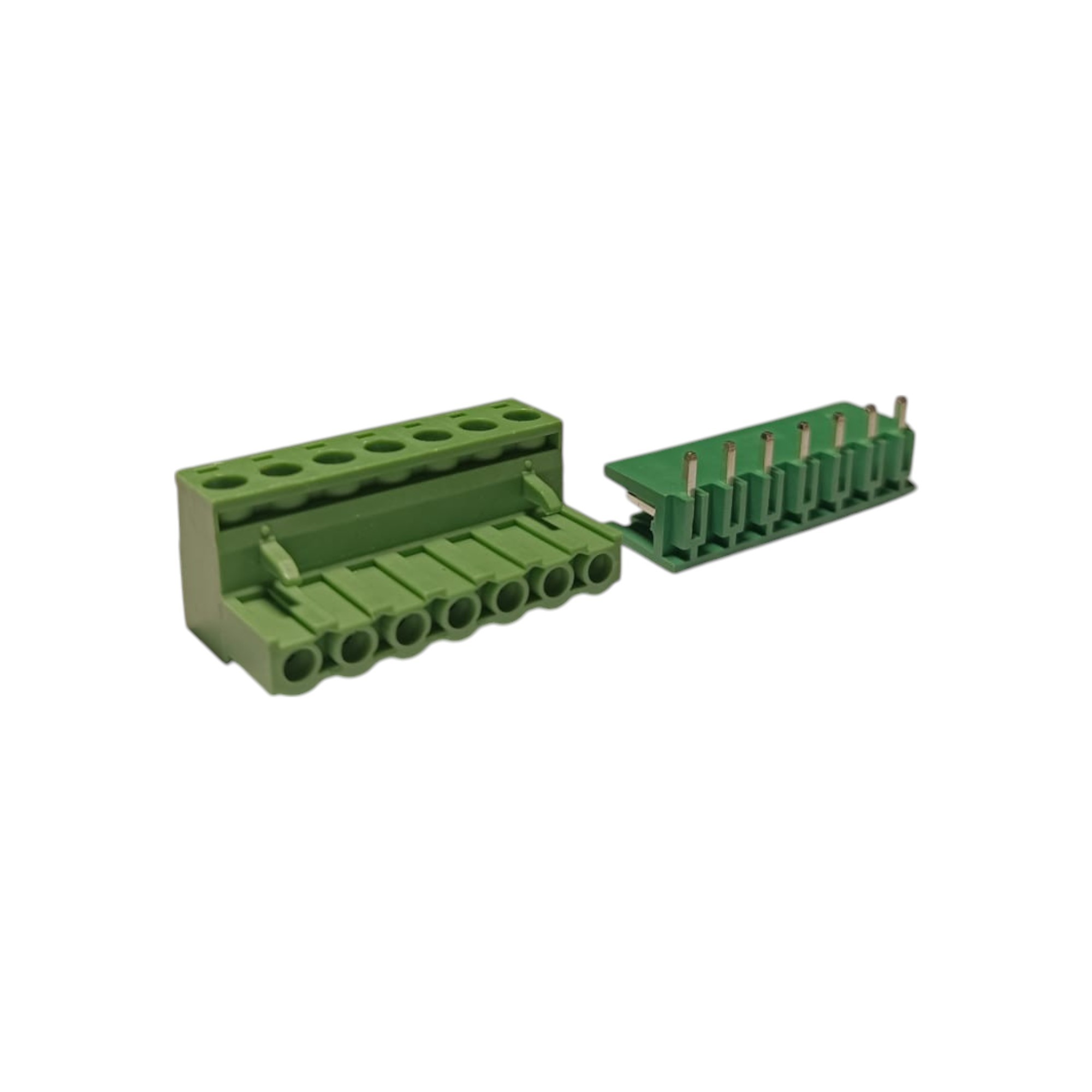 7 Pin 7.62mm 90° Yeşil Klemens Takımı (erkek+dişi)