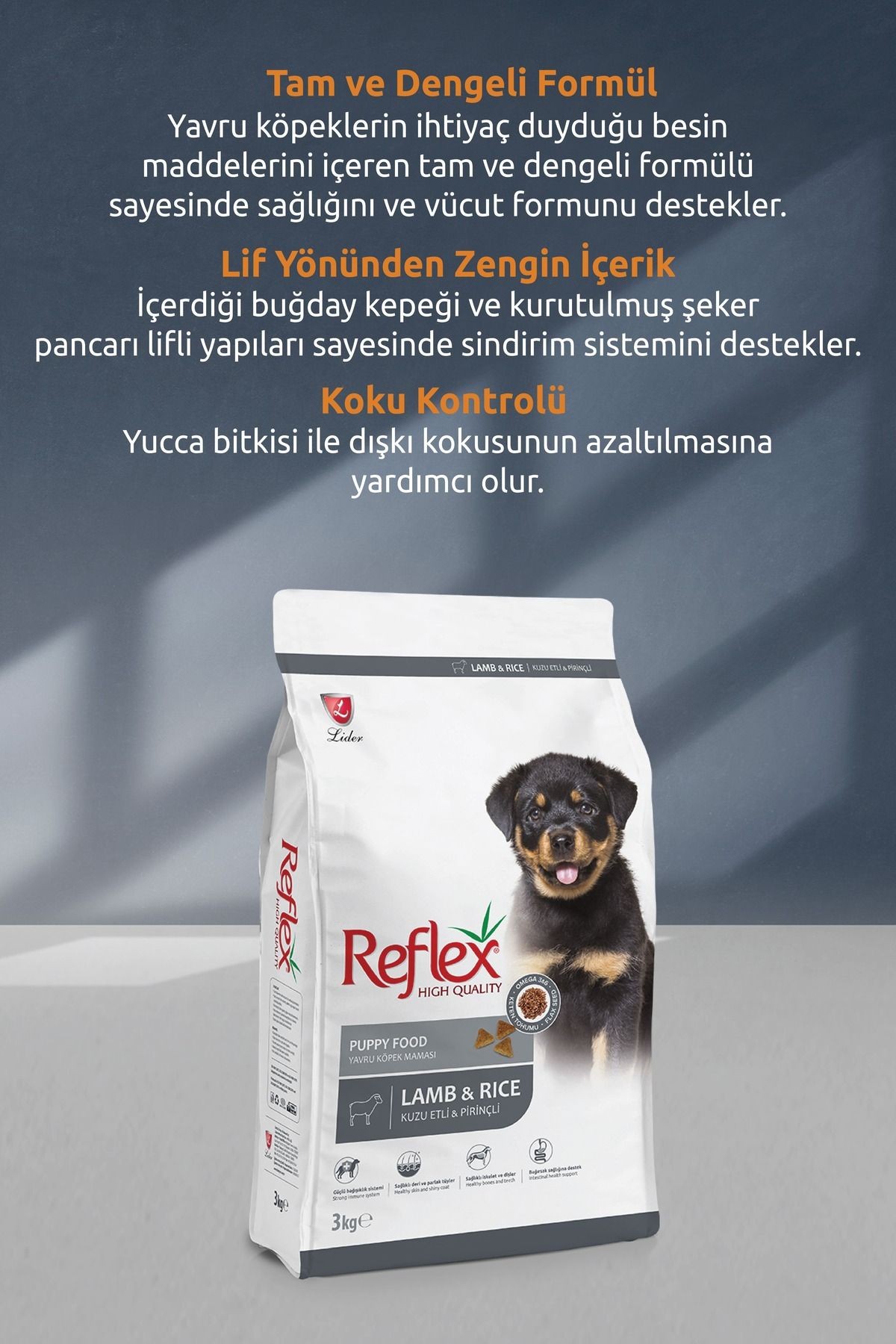 REFLEX PUPPY KUZU ETLİ VE PİRİNÇLİ KÖPEK MAMASI 15 KG