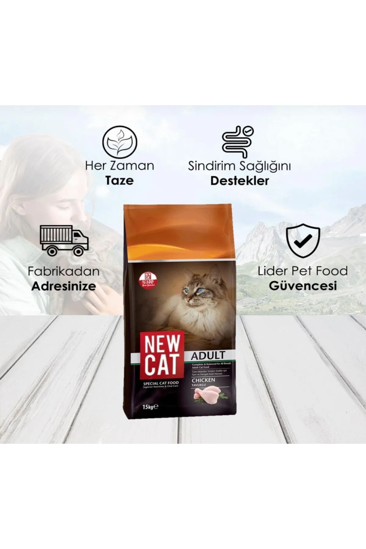 NEW CAT TAVUKLU YETİŞKİN KEDİ MAMASI 15 KG