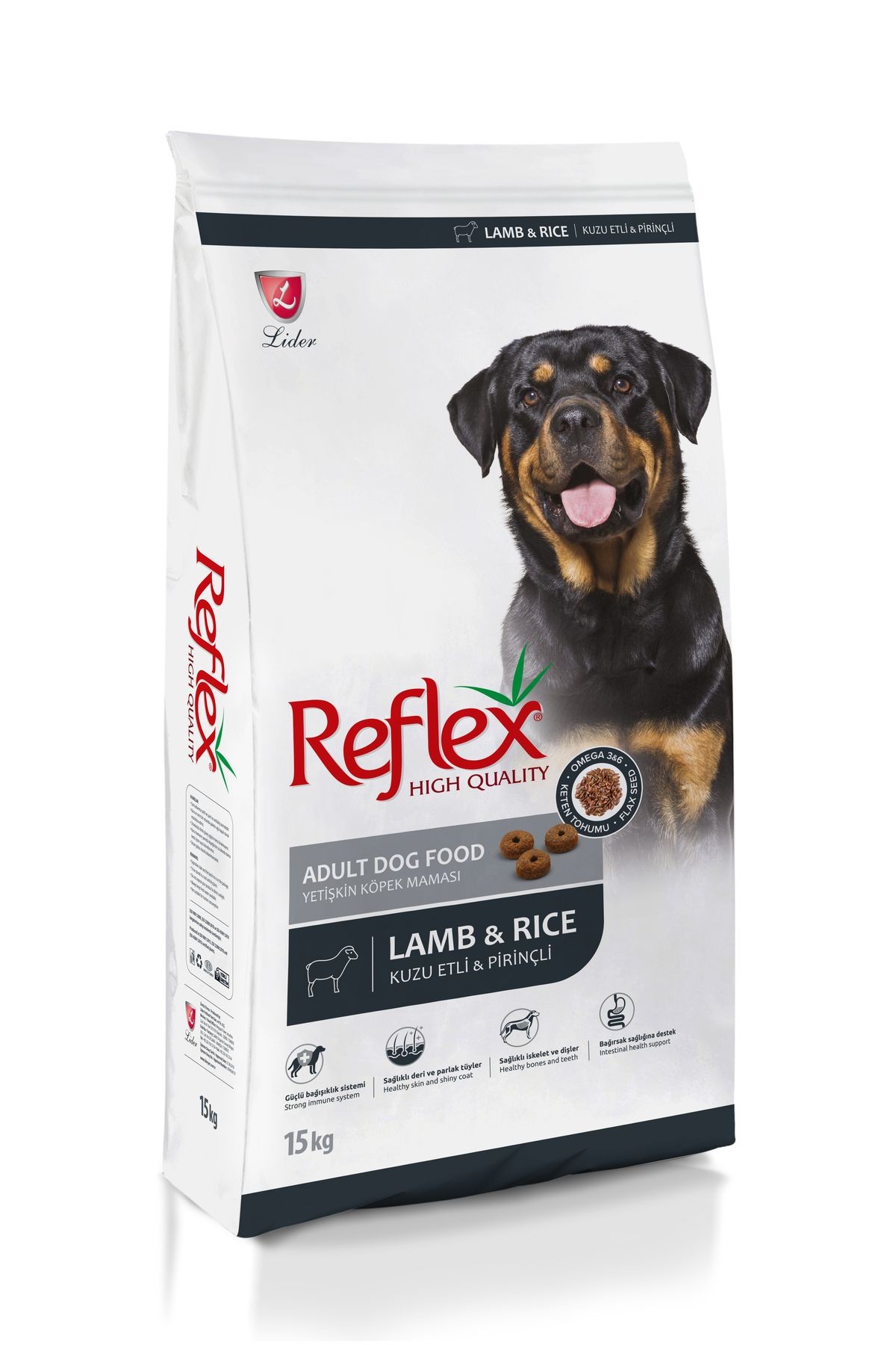 REFLEX KUZU ETLİ VE PİRİNÇLİ YETİŞKİN KÖPEK MAMASI 15 KG