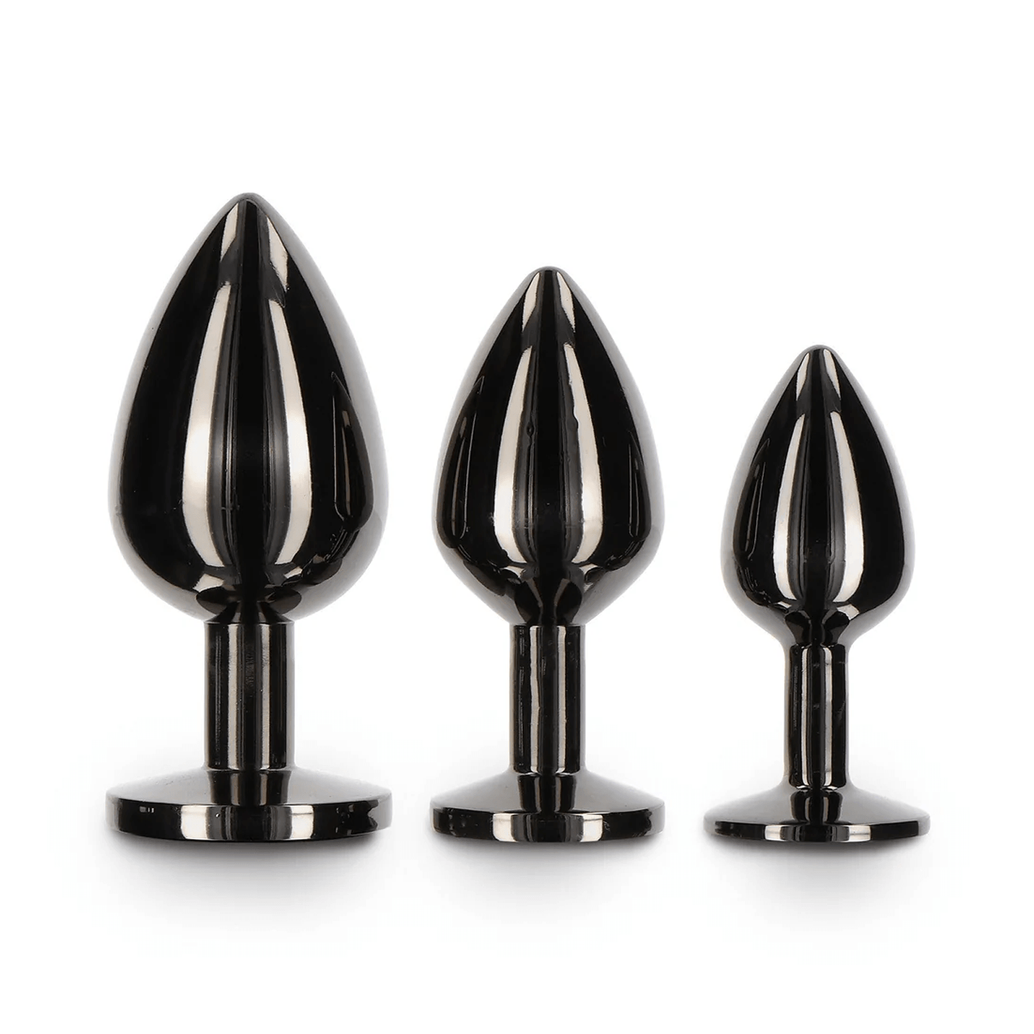 NOXXX Siyah Taşlı Çelik Anal Plug 3'lü Set