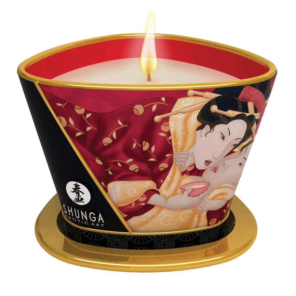 Shunga Massage Candle Sparkling Strawberry Wine 170 ml Masaj Mumu