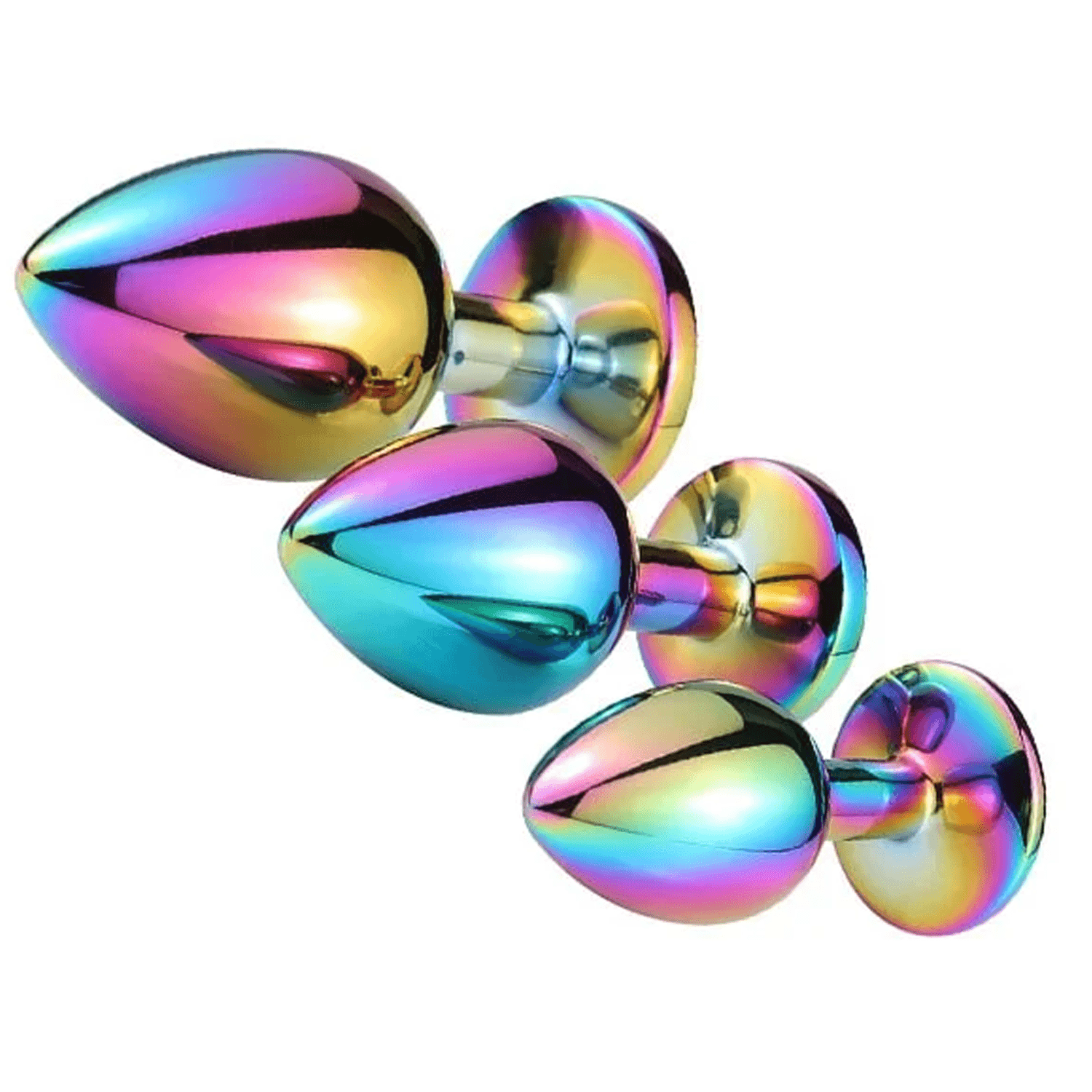 NOXXX 3-Piece Multi Color Stainless Steel Anal Plug Set – Jewel Base