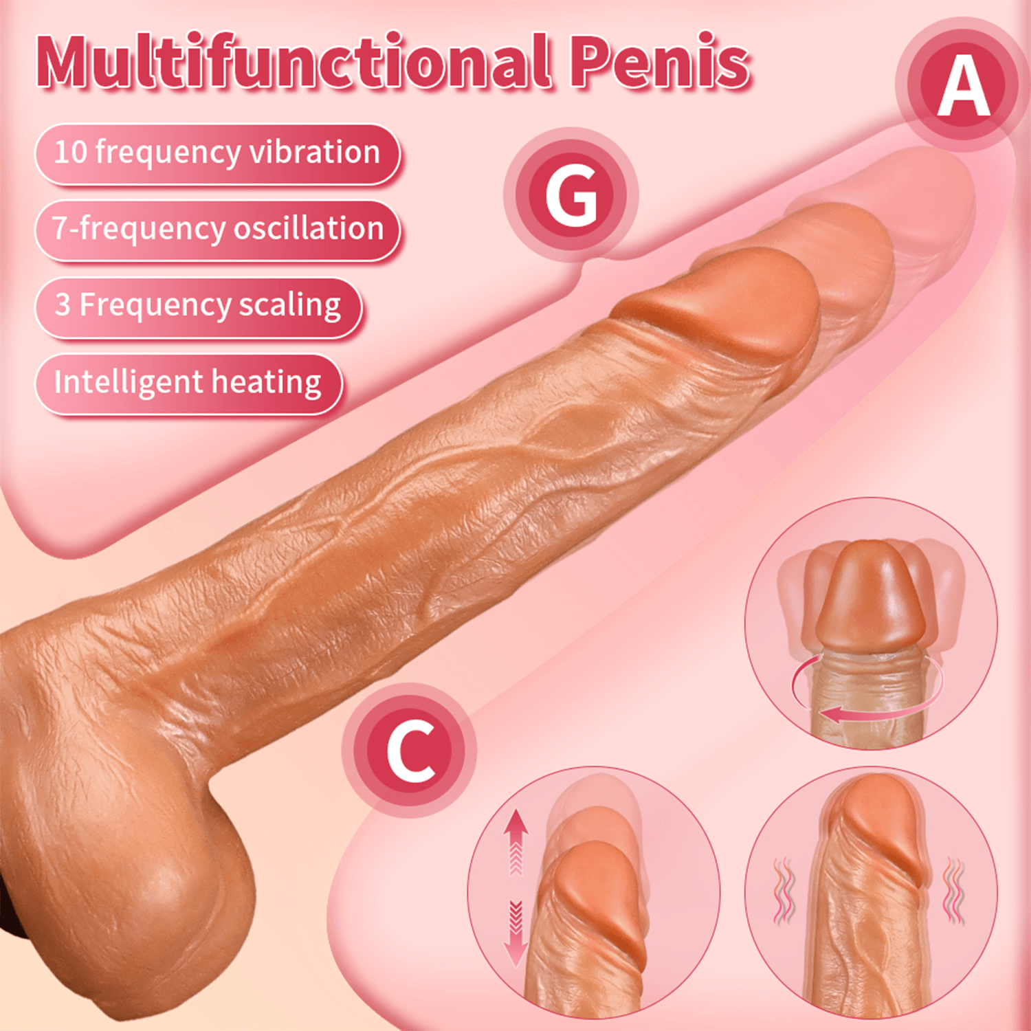 NOXXX 22.5 cm Realistic Thrusting & Heating Vibrator with Remote Control