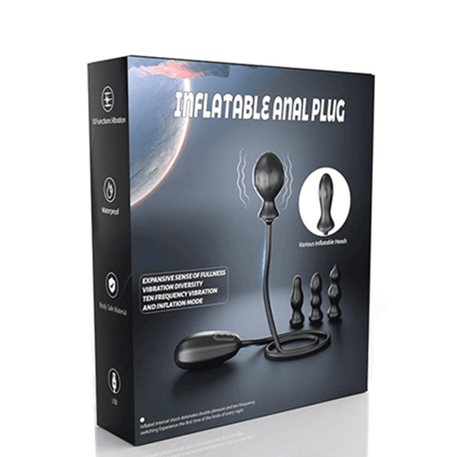 NOXXX Inflatable Vibrating Anal Plug Set – 4 Silicone Plugs, 8 Inflation Modes