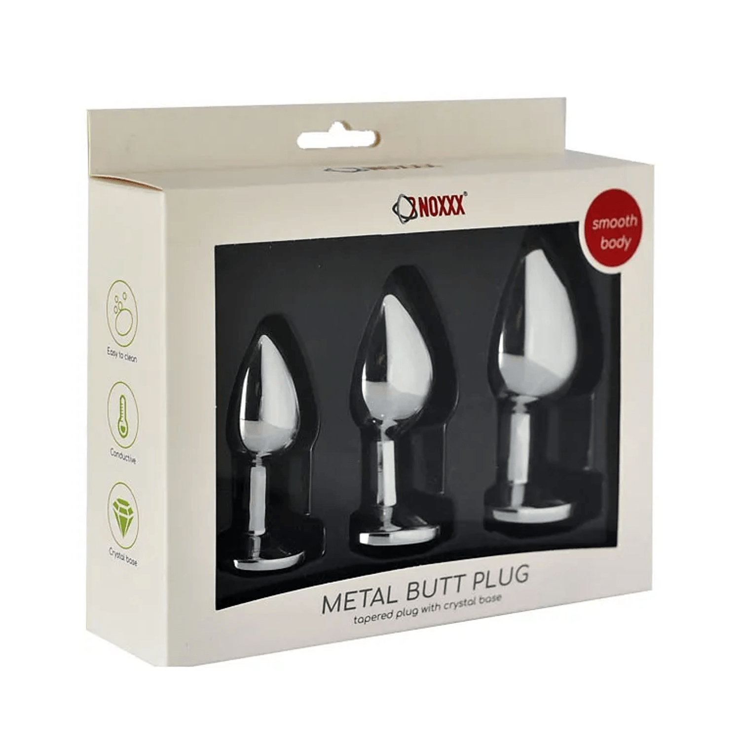 NOXXX Kristal Taşlı Çelik Anal Plug 3'lü Set