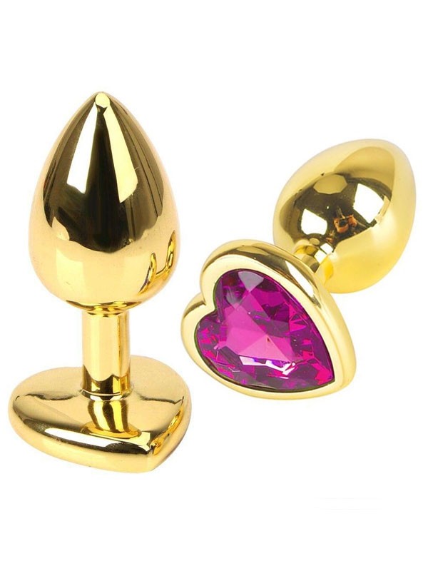 NOXXX Medium Stainless Steel Anal Plug – Gold Heart Jewel Base