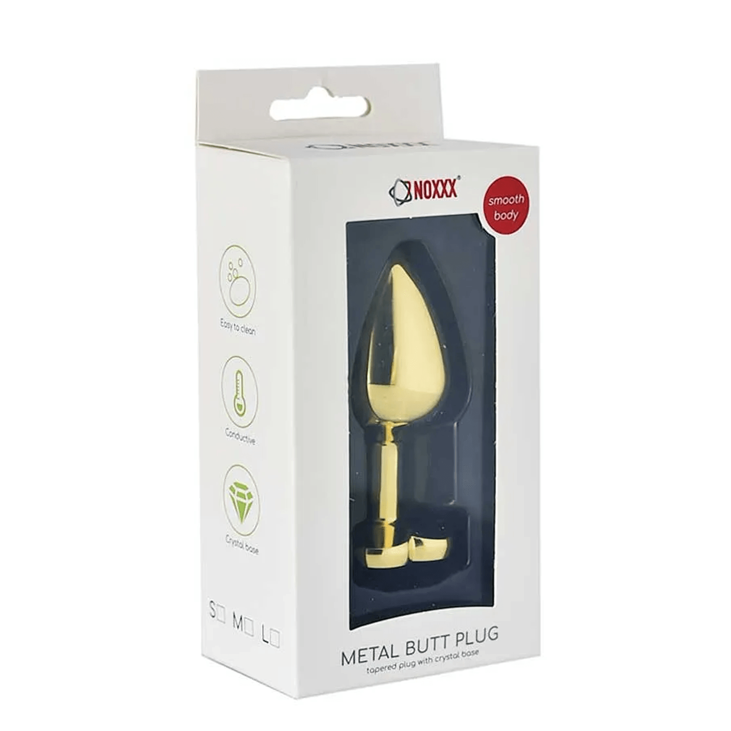 NOXXX Medium Stainless Steel Anal Plug – Gold Heart Jewel Base